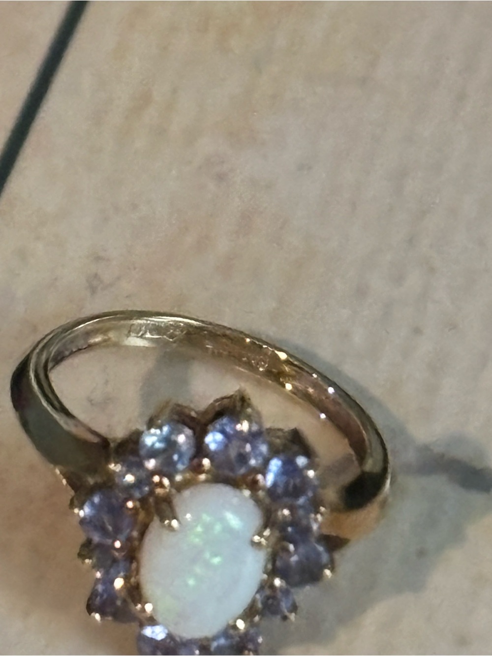 Opal and Tanzanite 14KT Gold Ring - Picture 8 of 11
